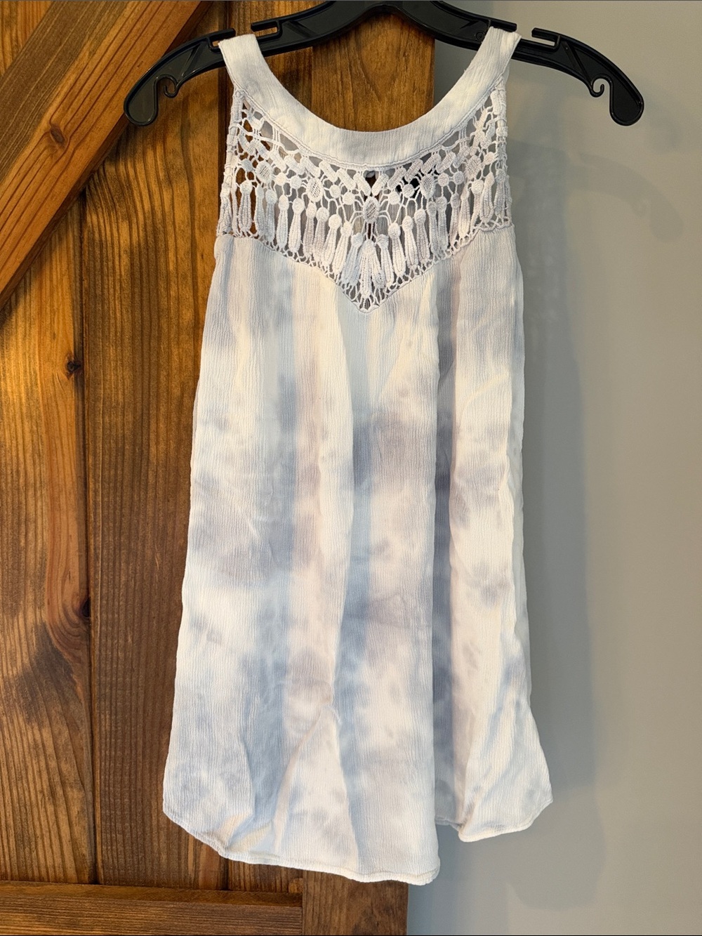 Torrid  Light Gray Tie-Dye Crochet Yoke A-Line Shirt